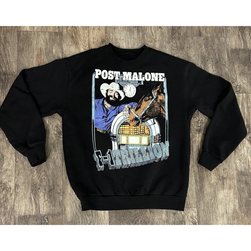 Posty Co. Post Malone F-1 TRILLION Juke Box Crewneck Pullover Graphic Print L
